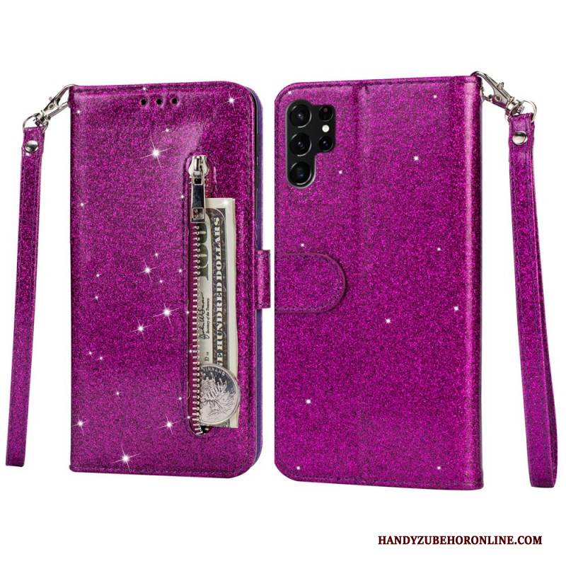 Lederhüllen Für Samsung Galaxy S25 Ultra 5g Glitzerbeutel Mit Riemen