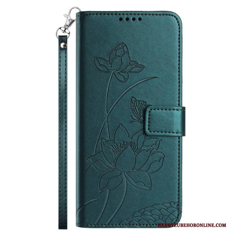 Lederhüllen Für Samsung Galaxy S26 Lotusmuster Mit Tragegurt