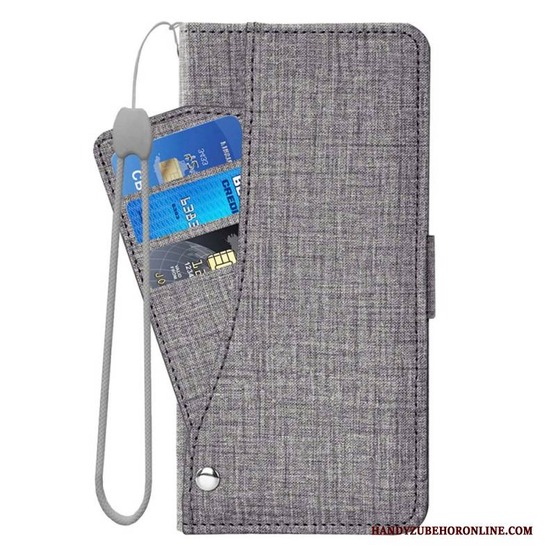 Lederhüllen Für Samsung Galaxy S26 Mit Denim-textur Und Drehbarem Kartenhalter