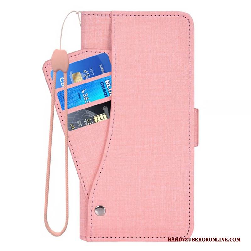 Lederhüllen Für Samsung Galaxy S26 Mit Denim-textur Und Drehbarem Kartenhalter