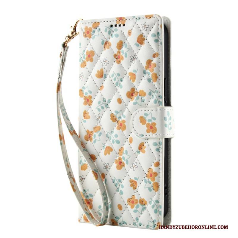 Lederhüllen Für Samsung Galaxy S26 Plus Riemen Mit Blumenmuster
