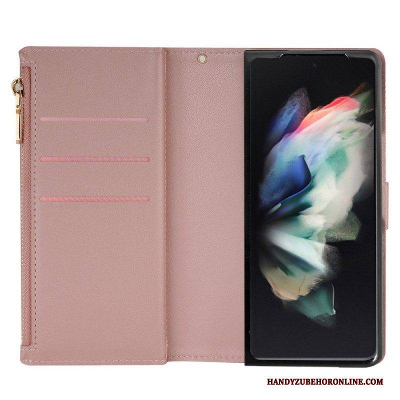 Lederhüllen Für Samsung Galaxy Z Fold 4 Ultra-pailletten Mit Riemen