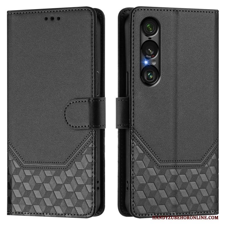 Lederhüllen Für Sony Xperia 1 Vii Rfid-schutz Mit Wabenmuster