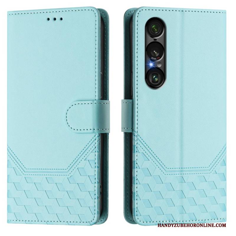 Lederhüllen Für Sony Xperia 1 Vii Rfid-schutz Mit Wabenmuster