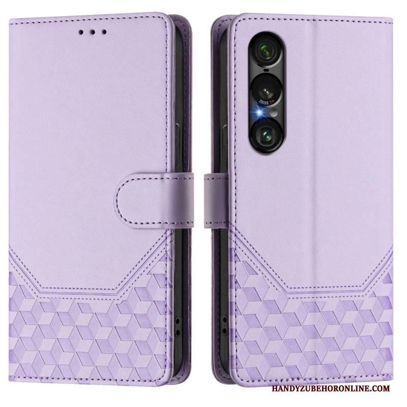 Lederhüllen Für Sony Xperia 1 Vii Rfid-schutz Mit Wabenmuster
