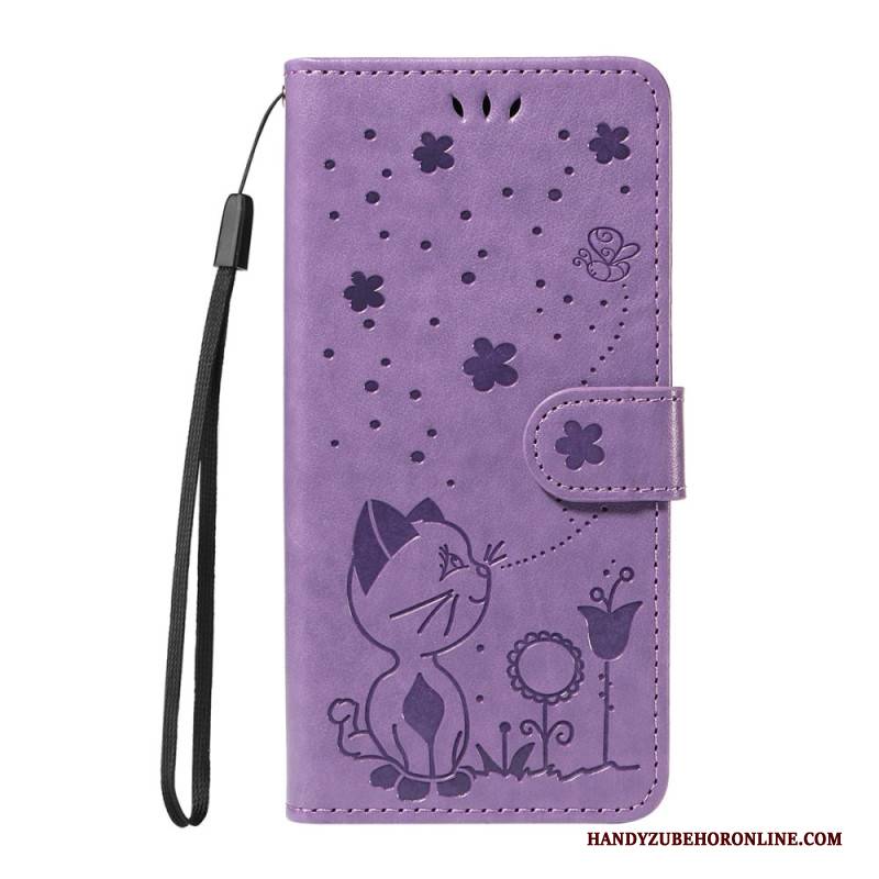 Lederhüllen Für Sony Xperia 10 Vii Katze Und Biene