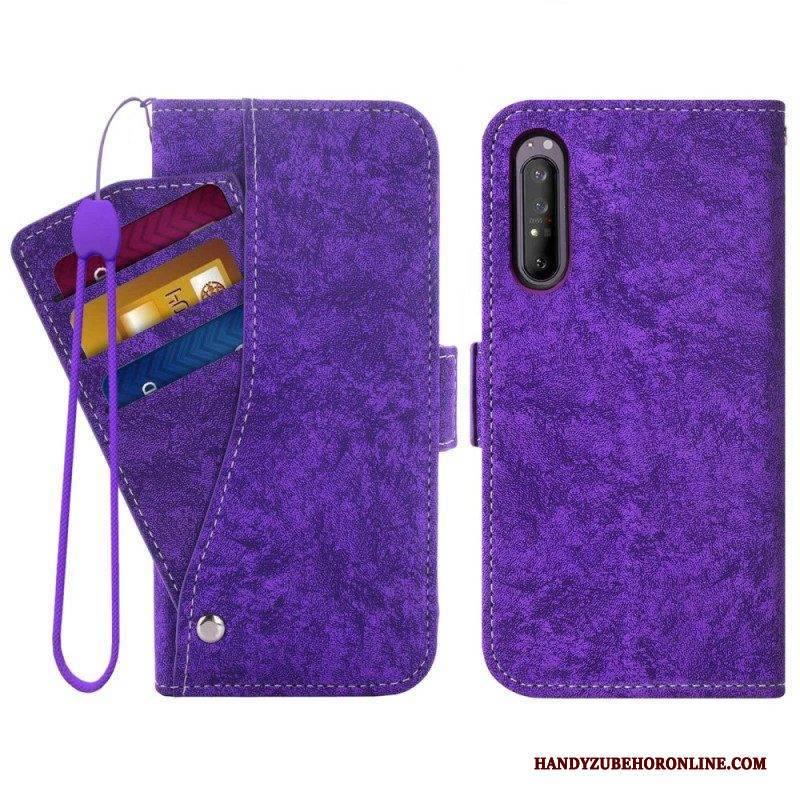 Lederhüllen Für Sony Xperia 5 IV Vintage Drehbarer Kartenhalter