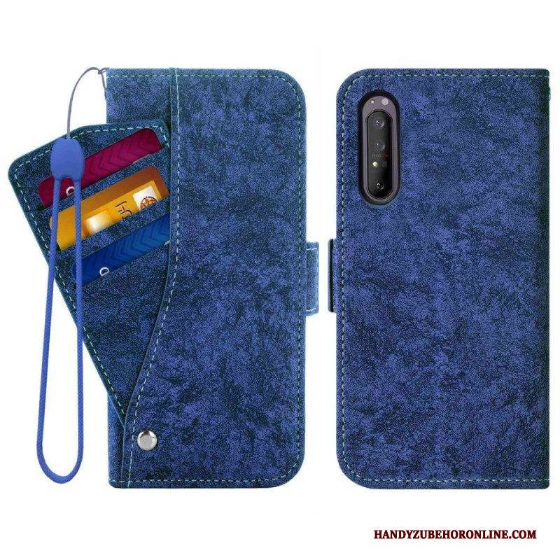 Lederhüllen Für Sony Xperia 5 IV Vintage Drehbarer Kartenhalter