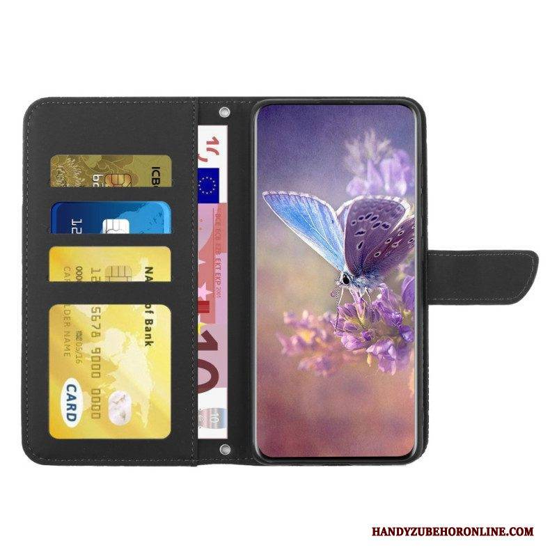 Lederhüllen Für Vivo V23 5G Schmetterling Mit Schlüsselband