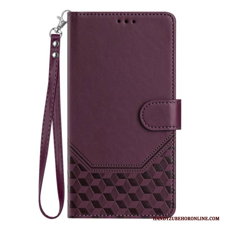 Lederhüllen Für Vivo V40 Lite 5g Wabenmuster Mit Riemen