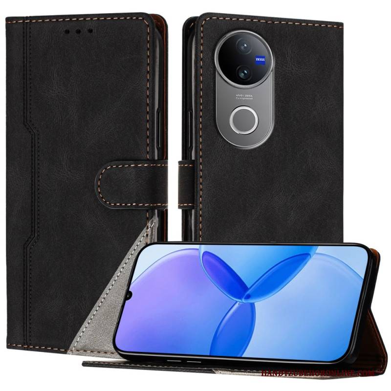 Lederhüllen Für Vivo V50 5g Zweifarbiges Muster