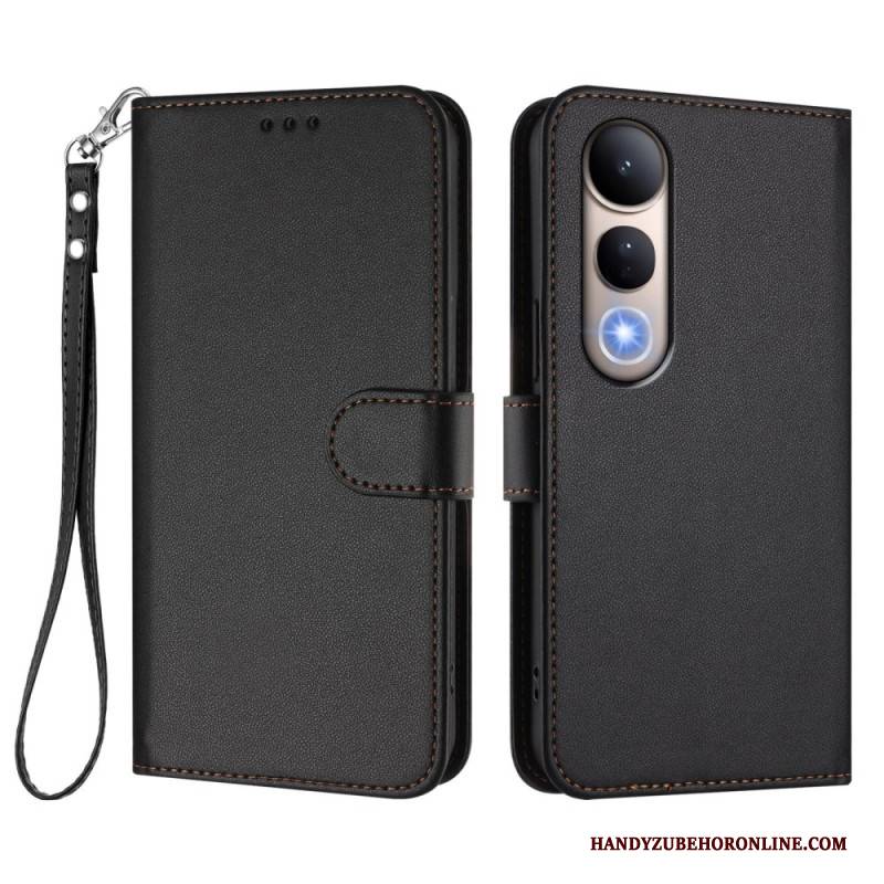 Lederhüllen Für Vivo V50 Lite 5g Glattes Kunstleder Mit Trageband