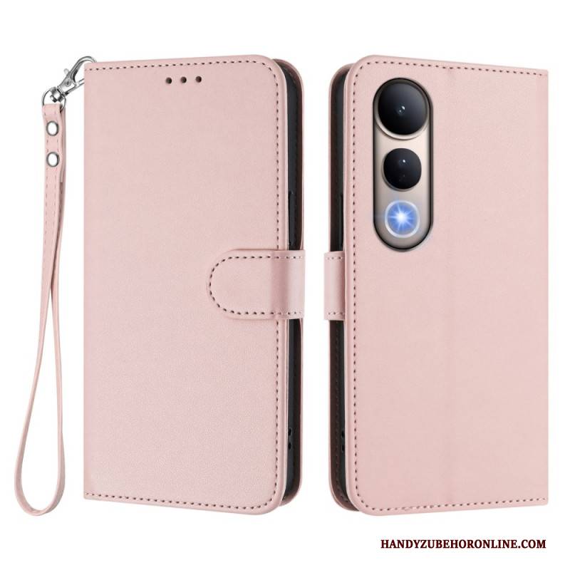 Lederhüllen Für Vivo V50 Lite 5g Glattes Kunstleder Mit Trageband