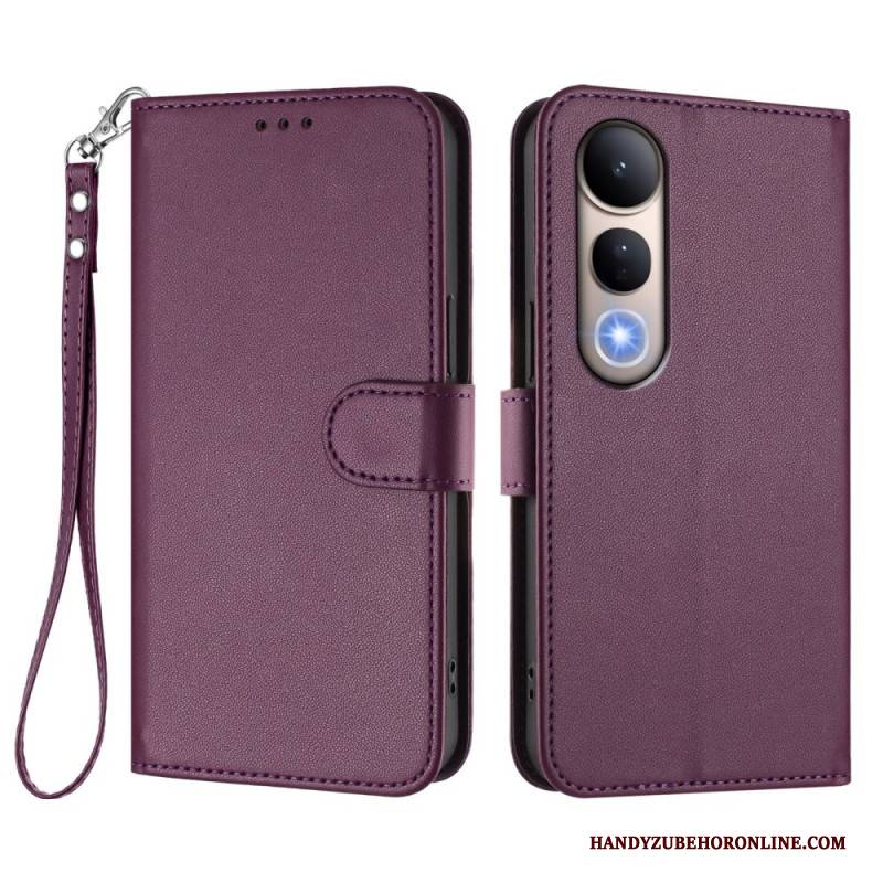 Lederhüllen Für Vivo V50 Lite 5g Glattes Kunstleder Mit Trageband