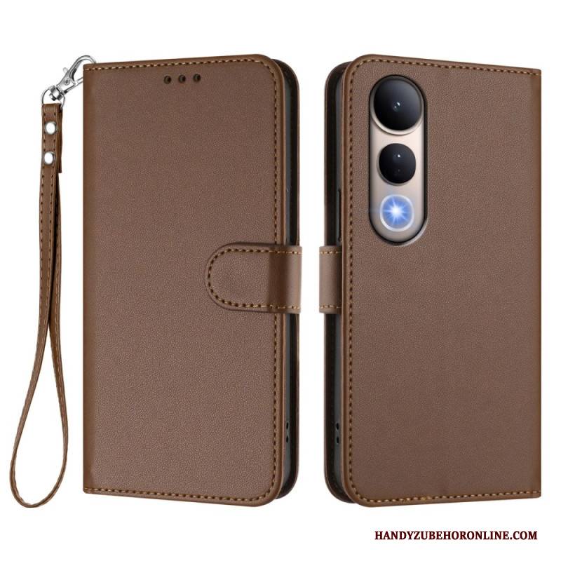 Lederhüllen Für Vivo V50 Lite 5g Glattes Kunstleder Mit Trageband