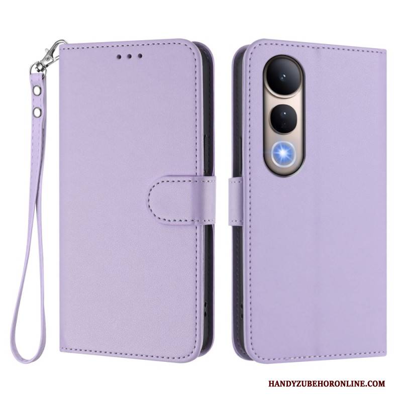 Lederhüllen Für Vivo V50 Lite 5g Glattes Kunstleder Mit Trageband