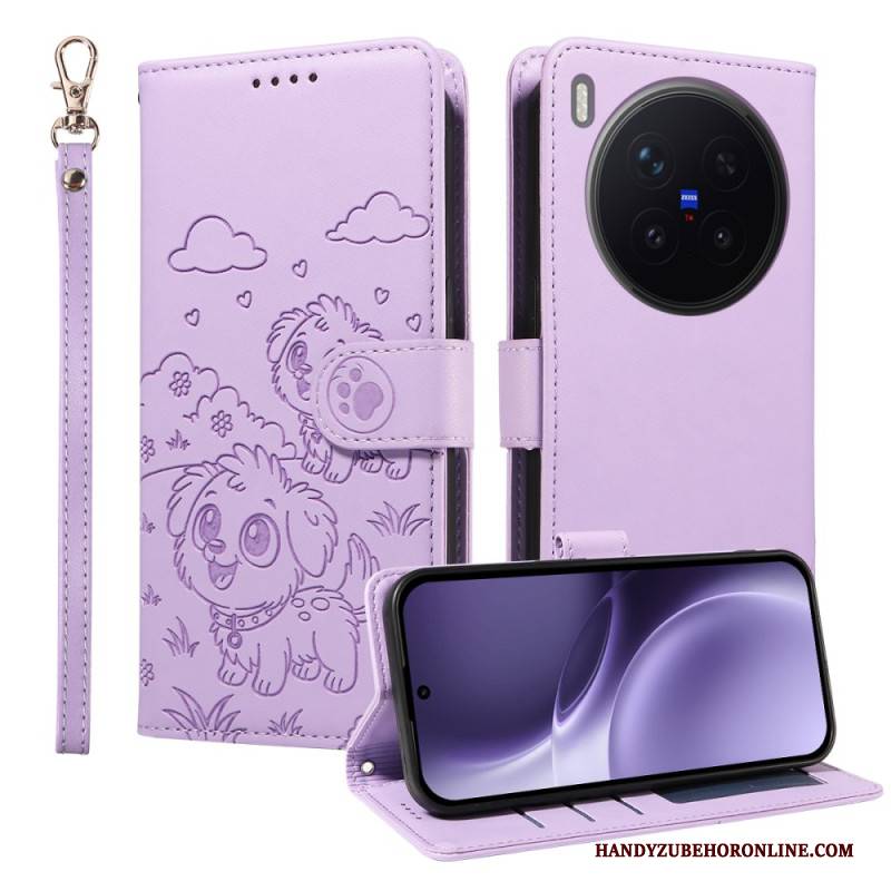 Lederhüllen Für Vivo X300 Pro Hundemuster Mit Riemen
