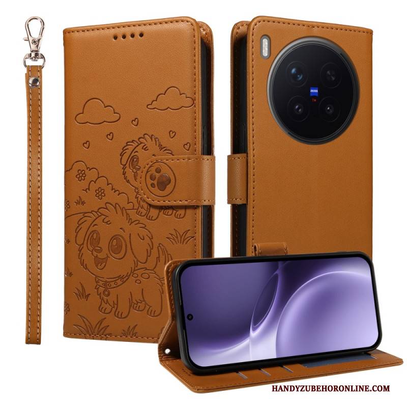 Lederhüllen Für Vivo X300 Pro Hundemuster Mit Riemen