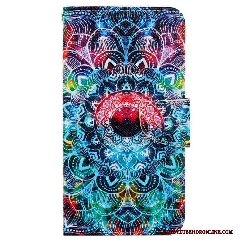 Lederhüllen Für Xiaomi 12T / 12T Pro Mit Kordel Auffälliges Riemchen-mandala