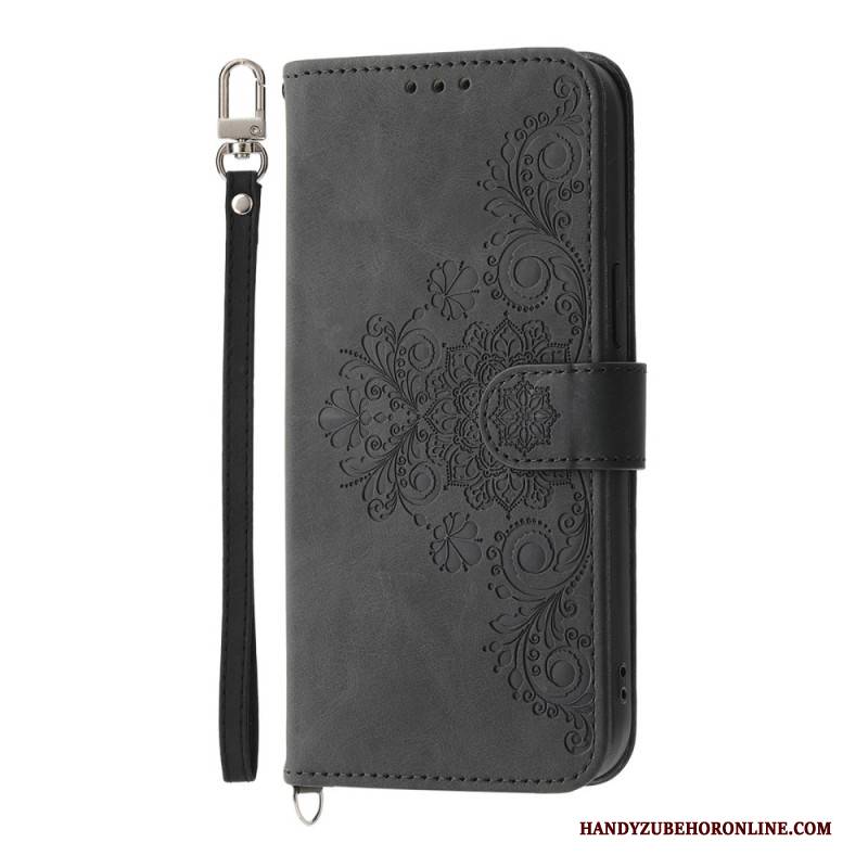 Lederhüllen Für Xiaomi 15 Ultra Blumenmuster Mit Riemen Und Schulterriemen