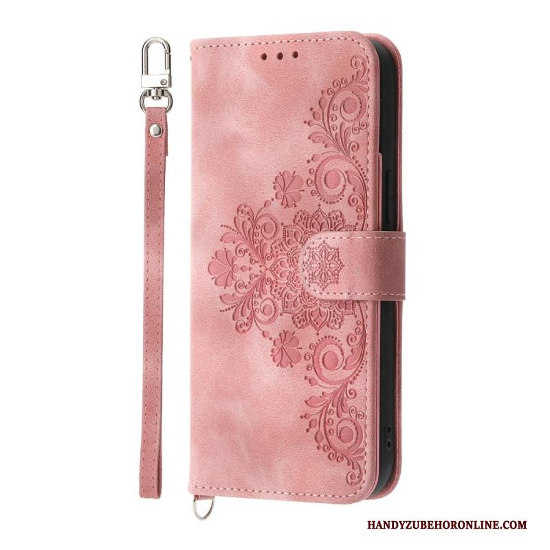 Lederhüllen Für Xiaomi 15 Ultra Blumenmuster Mit Riemen Und Schulterriemen