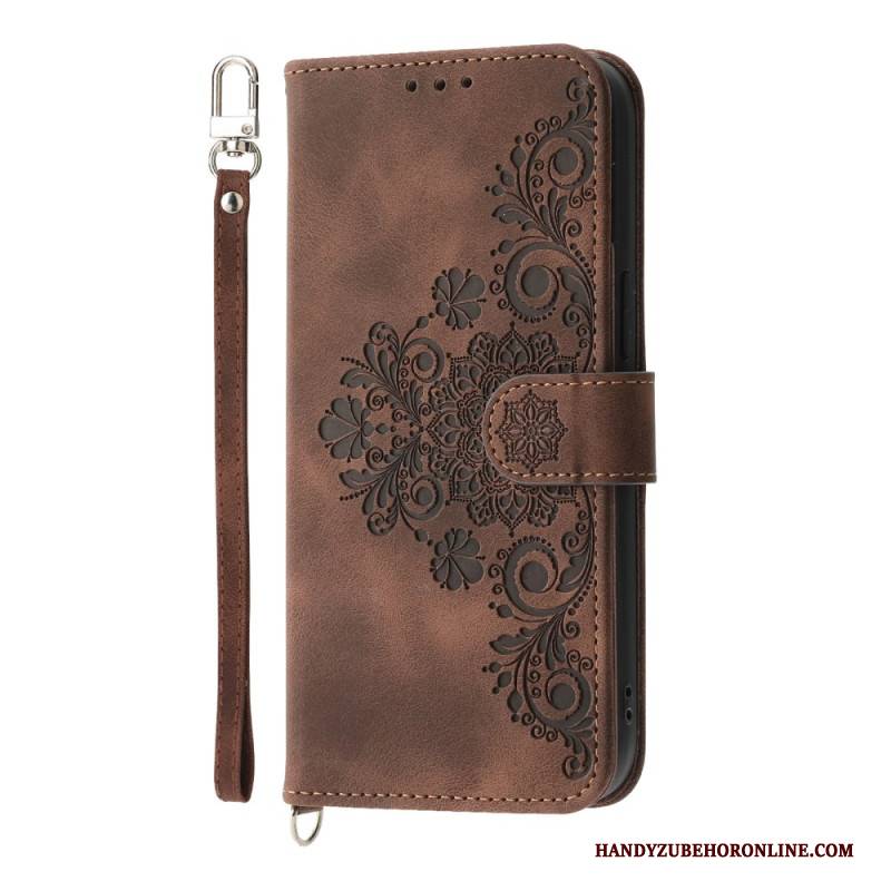 Lederhüllen Für Xiaomi 15 Ultra Blumenmuster Mit Riemen Und Schulterriemen