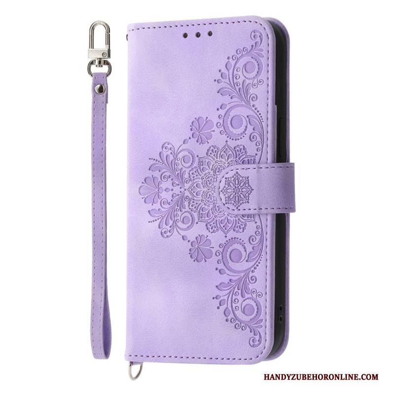 Lederhüllen Für Xiaomi 15 Ultra Blumenmuster Mit Riemen Und Schulterriemen