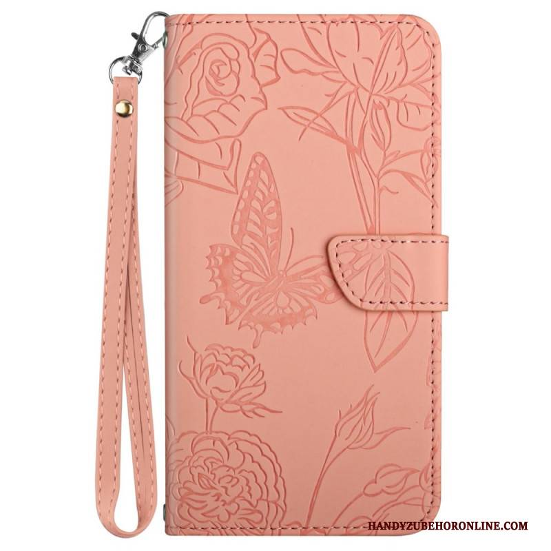 Lederhüllen Für Xiaomi 15 Ultra Riemen Mit Schmetterlingsprint