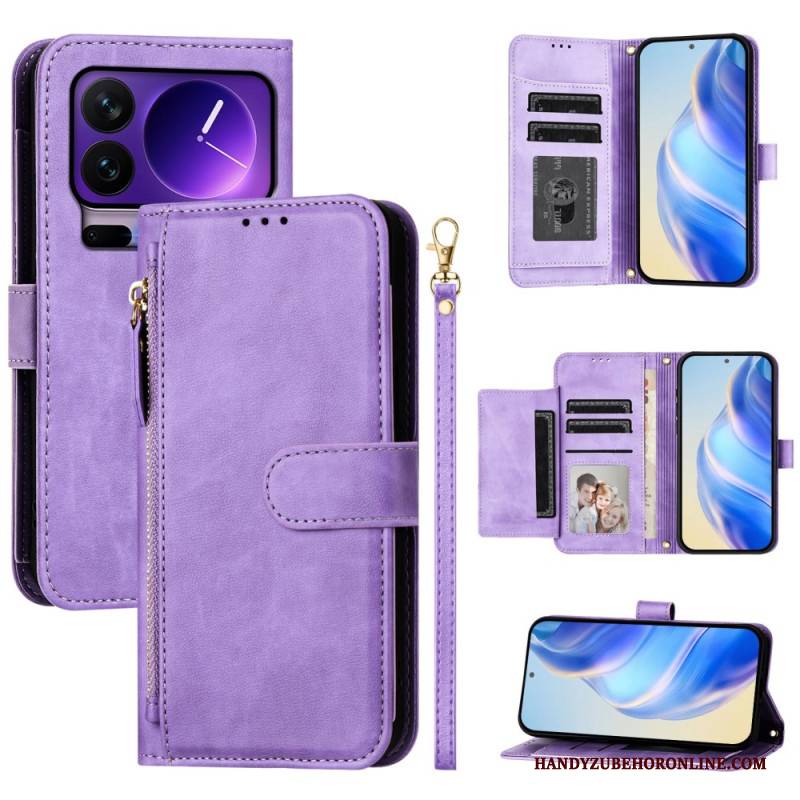 Lederhüllen Für Xiaomi 17 Pro Reißverschlusstasche Und Mehrere Kartenfächer