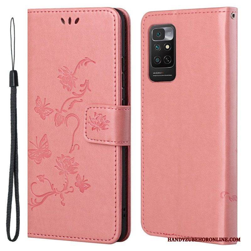 Lederhüllen Für Xiaomi Redmi Note 11 / 11S Mit Kordel Riemenblumen