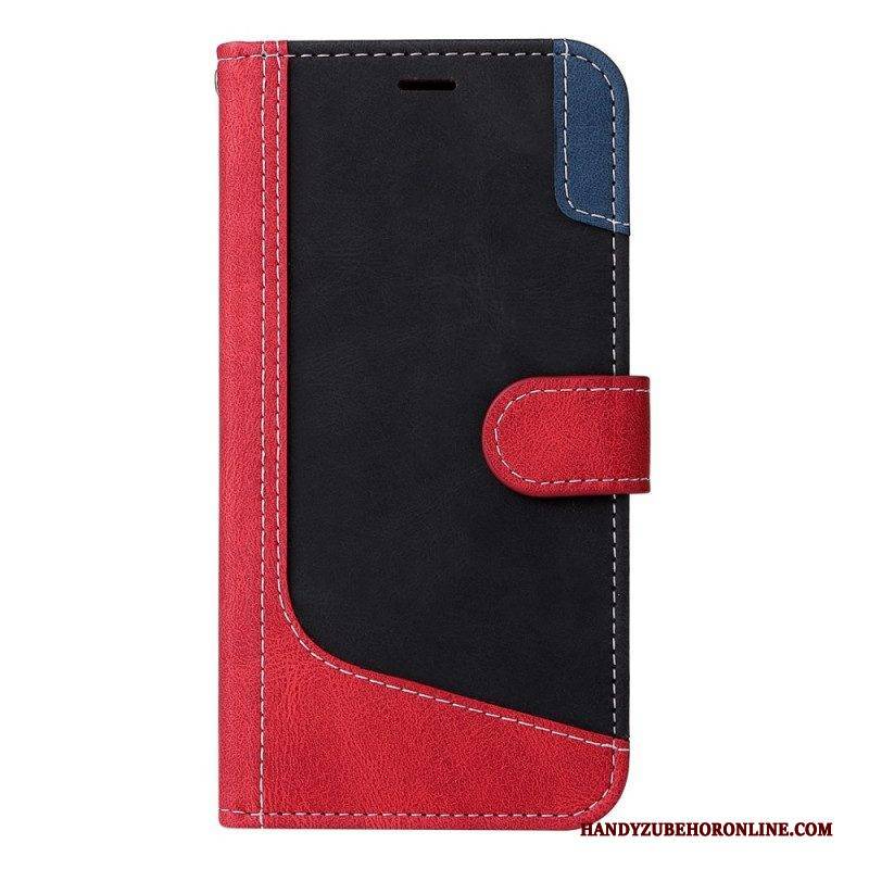 Lederhüllen Für Xiaomi Redmi Note 12 5G Mit Kordel Dreifarbiges Armband