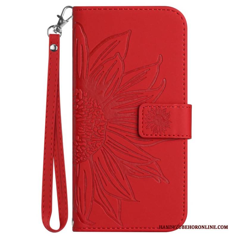 Lederhüllen Für Xiaomi Redmi Note 14 4g Sonnenblumenmuster Mit Schlüsselband