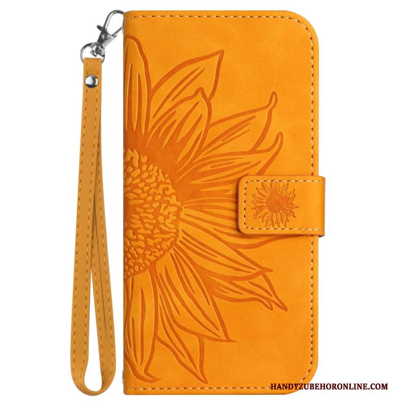 Lederhüllen Für Xiaomi Redmi Note 14 4g Sonnenblumenmuster Mit Schlüsselband
