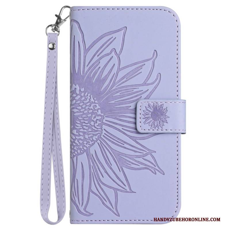 Lederhüllen Für Xiaomi Redmi Note 14 4g Sonnenblumenmuster Mit Schlüsselband