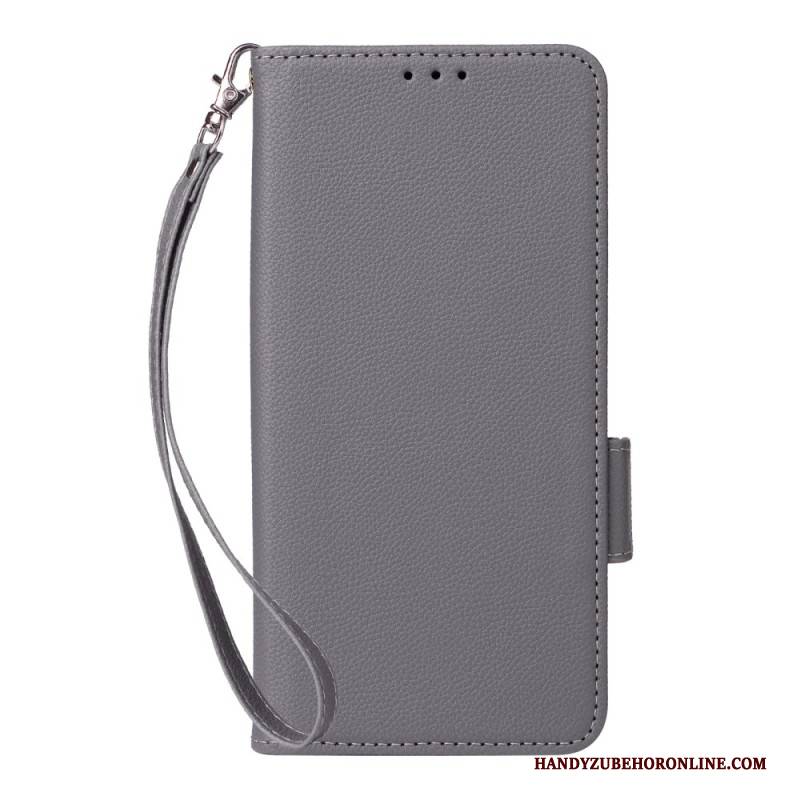 Lederhüllen Für Xiaomi Redmi Note 14 5g Litschi-textur Mit Riemen