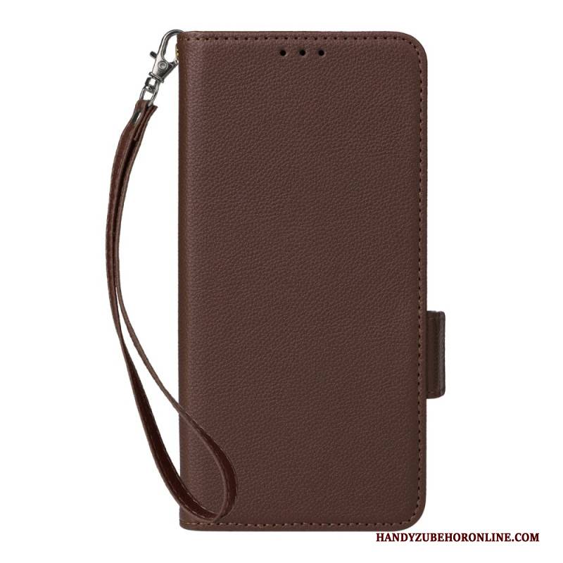 Lederhüllen Für Xiaomi Redmi Note 14 5g Litschi-textur Mit Riemen