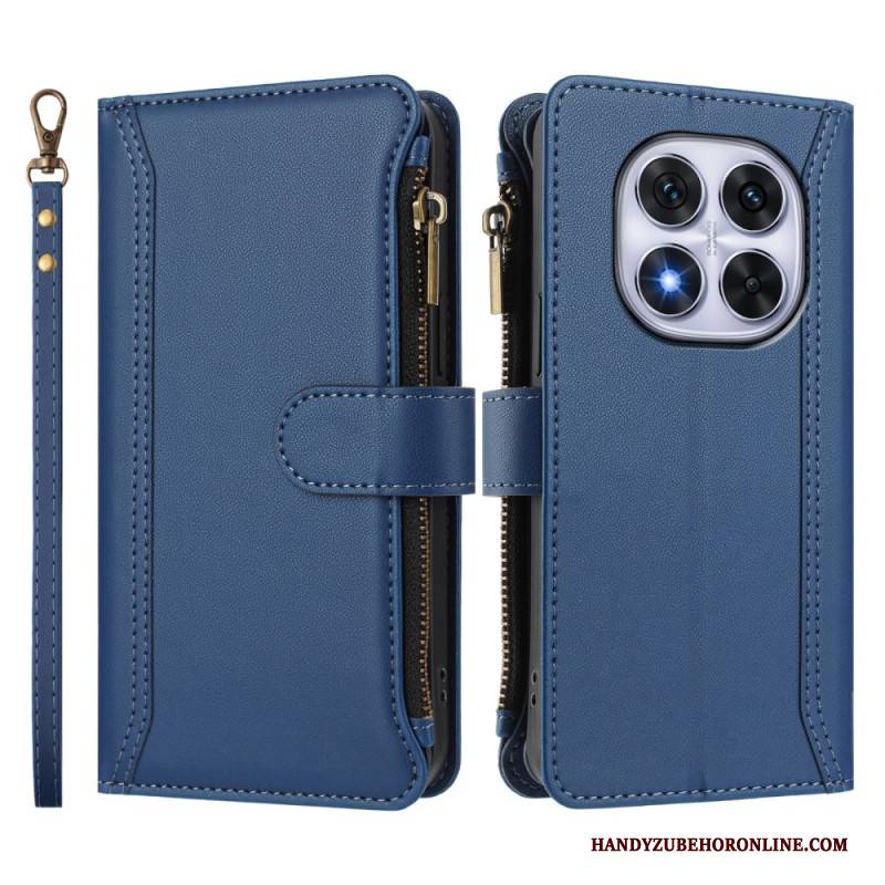 Lederhüllen Für Xiaomi Redmi Note 14 Pro 4g Geldbörse Mit 9 Kartenfächern Und Umhängeband