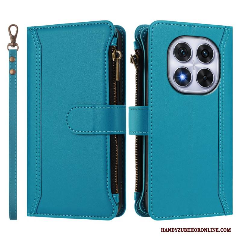 Lederhüllen Für Xiaomi Redmi Note 14 Pro 4g Geldbörse Mit 9 Kartenfächern Und Umhängeband