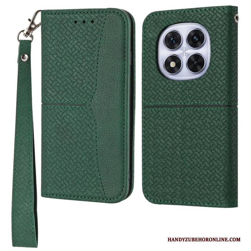 Lederhüllen Für Xiaomi Redmi Note 14 Pro 4g Gewebte Textur Mit Trageband