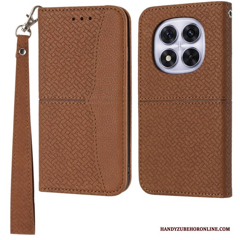Lederhüllen Für Xiaomi Redmi Note 14 Pro 4g Gewebte Textur Mit Trageband