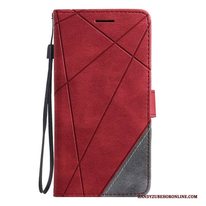 Lederhüllen Für Xiaomi Redmi Note 14 Pro 4g Zweifarbig Mit Streifen