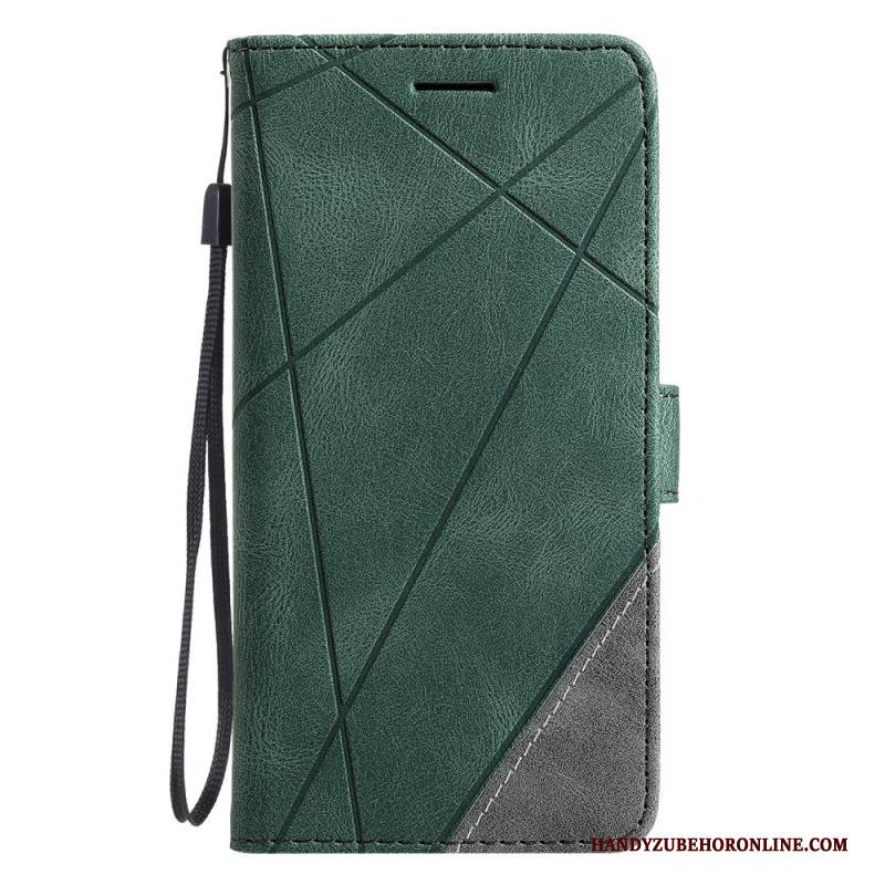 Lederhüllen Für Xiaomi Redmi Note 14 Pro 4g Zweifarbig Mit Streifen