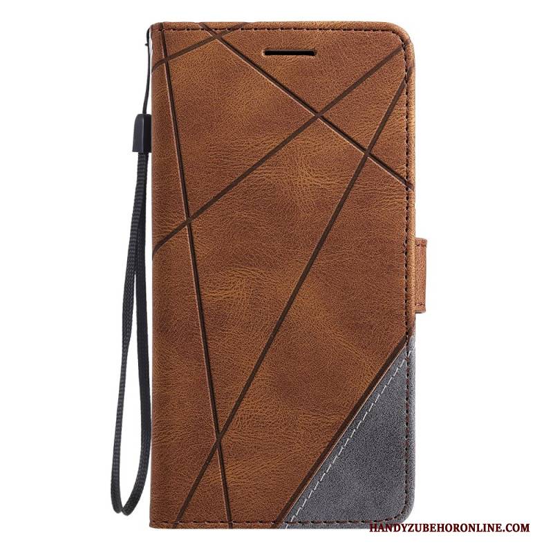 Lederhüllen Für Xiaomi Redmi Note 14 Pro 4g Zweifarbig Mit Streifen