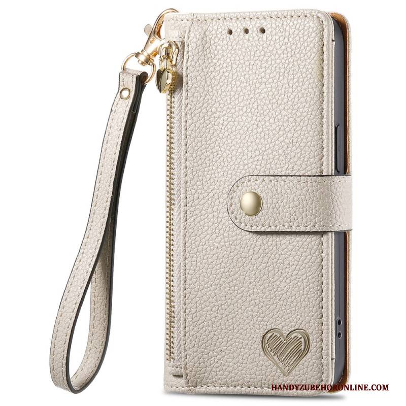 Lederhüllen Für Xiaomi Redmi Note 14 Pro 5g Herzmuster Mit Rfid-schutz