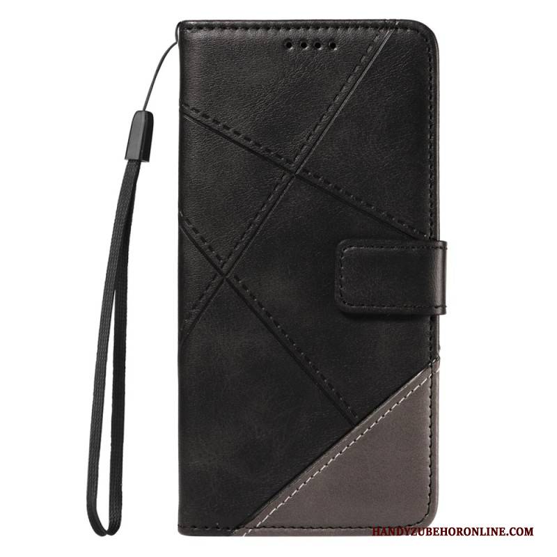 Lederhüllen Für Xiaomi Redmi Note 14 Pro Plus 5g Zweifarbiger Gestreifter Strap-on