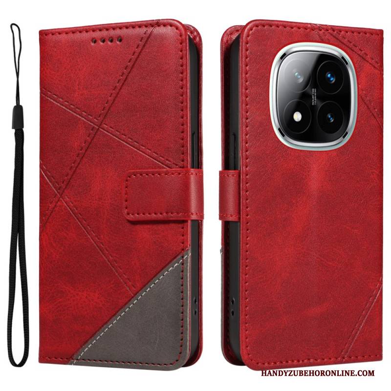 Lederhüllen Für Xiaomi Redmi Note 14 Pro Plus 5g Zweifarbiger Gestreifter Strap-on