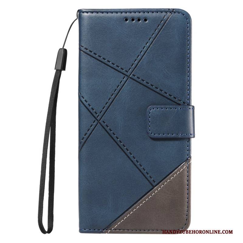 Lederhüllen Für Xiaomi Redmi Note 14 Pro Plus 5g Zweifarbiger Gestreifter Strap-on