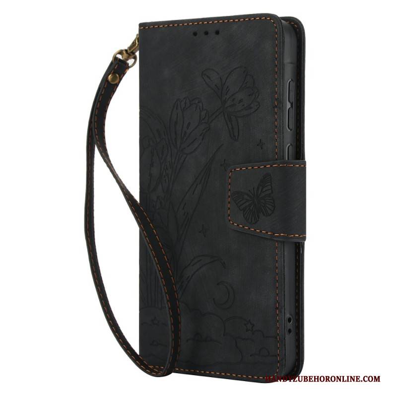 Lederhüllen Für Xiaomi Redmi Note 15 5g Blumen Und Schmetterlinge