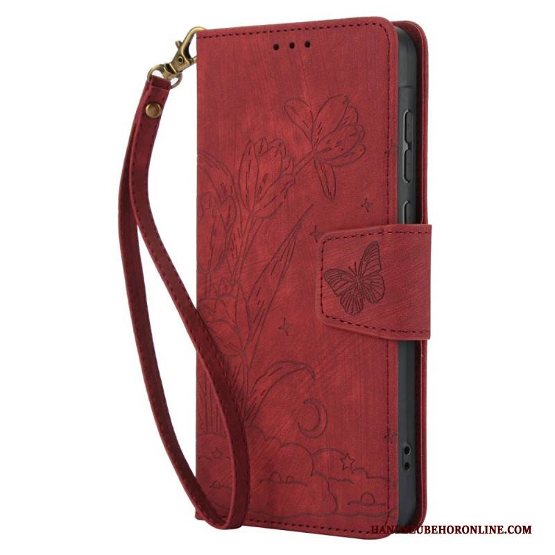 Lederhüllen Für Xiaomi Redmi Note 15 5g Blumen Und Schmetterlinge