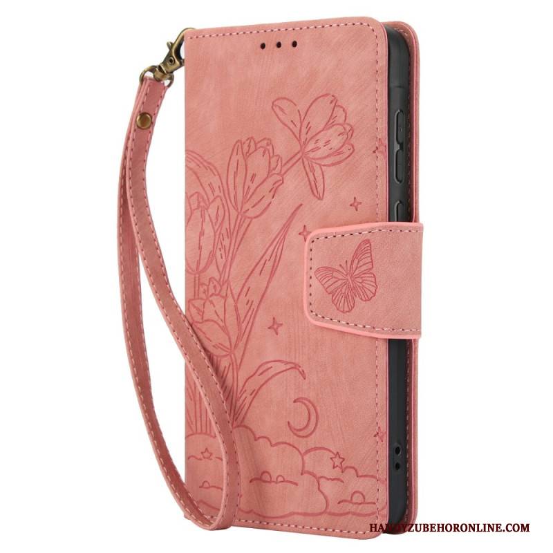 Lederhüllen Für Xiaomi Redmi Note 15 5g Blumen Und Schmetterlinge